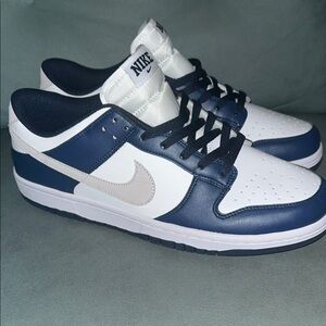 NIKE Men’s Size 12 Dunk Low "Midnight Navy/Lt Smoke Grey" sneakers 👟 NWOT